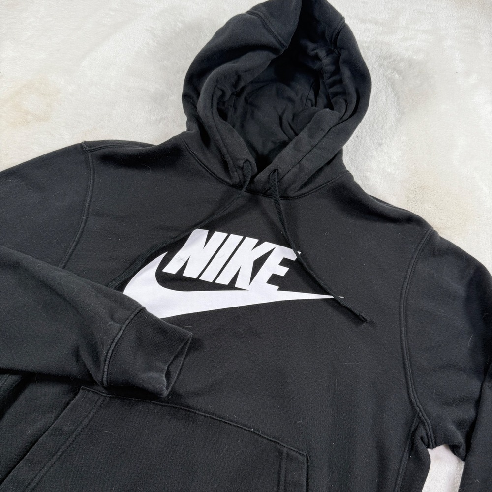 Nike Mens Sportswear Club‎ Fleece Hoodie Black White Futura Logo Pullover Small